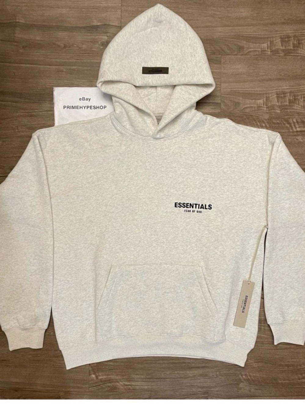 Essentials Light Gray Pullover Hoodie with Chest Logo